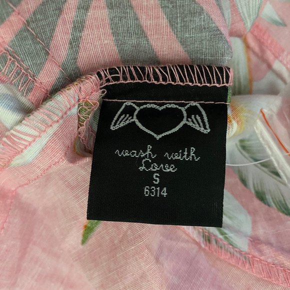 Hell Bunny Vixen Size Small Hawaiian Print Pink Pin Up Peplum Top Blouse New - Picture 12 of 13